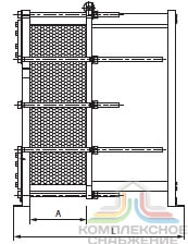 Чертёж теплообменника Danfoss XGF100-034L вид сбоку