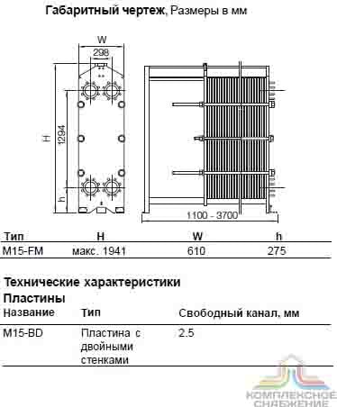 Чертеж теплообменника Alfa Laval M15-BDFM