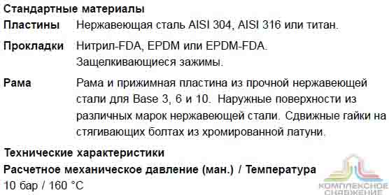 Технические характеристики теплообменника Alfa Laval Base 3
