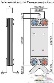 Габаритный чертеж паяного теплообменника Alfa Laval  CB400
