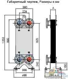 Габаритный чертеж паяного теплообменника Alfa Laval  AlfaNova HP 400