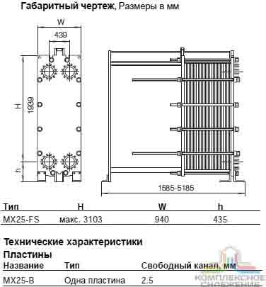 Чертеж теплообменника Alfa Laval MX25-BFS